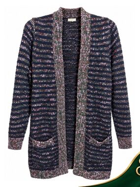 Cardigan Christopher & Banks Women's S Multicolor Marled Knit Long Open Front